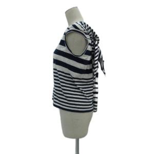 COMME des GARCONS カットソー ノースリーブ 紺 白 ボーダー柄 クルーネック /SY10 GY60