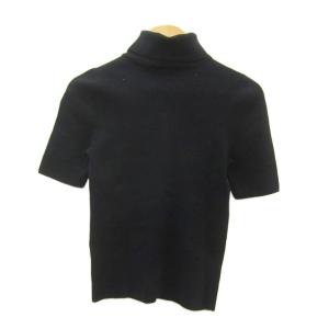 CELINE リブニット セーター 半袖 M 黒 タートルネック /SY46 GY60