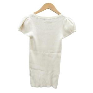 BURBERRY BLUE LABEL リブニット カットソー 38 M オフホワイト 半袖 ヘンリーネック FBF05-605-02 /SY56