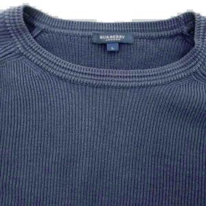 BURBERRY LONDON ニット セーター L 紺 ネイビー 無地 チェック柄 ラウンドネック 長袖 /YS51 GY60