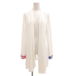 カーディガン トロピカルプリント 42 ホワイト