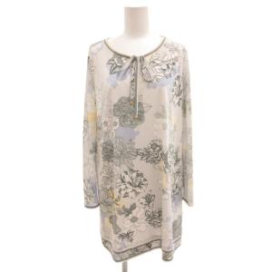 チュニックワンピース トロピカルプリント 42 グレー