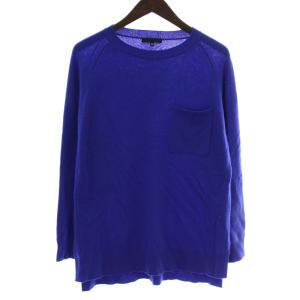 ニット セーター ウール カシミヤ混 クルーネック 無地 XS 青 ブルー /XZ GY63