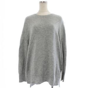 ニット セーター 絹 シルク M グレー 無地 ラウンドネック 長袖 /GG GY61
