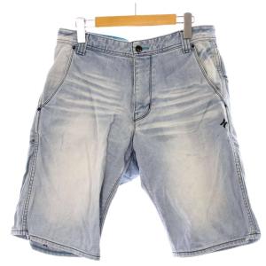 パンツ 32 青 ブルー 無地 ウォッシュ加工 膝丈 /GG GY60