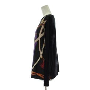 dama collection カットソー 絹 シルク L 黒 ブラック 長袖 ベルト柄 /GP GY60