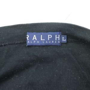 RALPH LAUREN カットソー Tシャツ L 黒 ブラック 無地 ボートネック 七分袖 /GG GY60