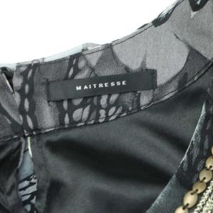 MAITRESSE ワンピース 9号 マルチカラー フェザー柄 ノースリーブ ビーズ装飾 /GG GY60