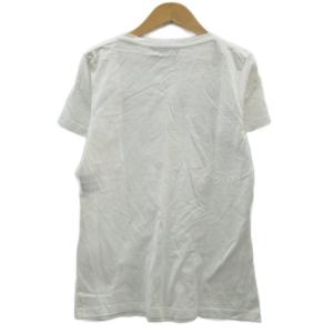 Salvatore Ferragamo Tシャツ カットソー S 白 ホワイト 半袖 ラウンドネック リボン ラインストーン /SM39 GY58