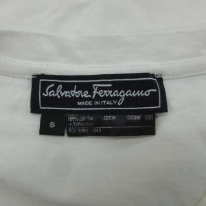 Salvatore Ferragamo Tシャツ カットソー S 白 ホワイト 半袖 ラウンドネック リボン ラインストーン /SM39 GY58