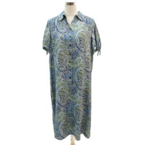 ワンピース ロング丈 17 大きいサイズ 青 ブルー ペイズリー柄 半袖 /SM57 GY58