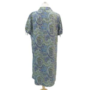 Leilian ワンピース ロング丈 17 大きいサイズ 青 ブルー ペイズリー柄 半袖 /SM57 GY58