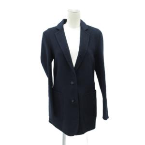 テーラードジャケット 上着 シングル ミドル丈 ウール カシミヤ混 36 紺 ネイビー /HO59 GY58