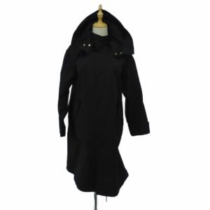 グログランフーディーコクーンコート スプリングコート 上着 ロング丈 38 黒 ブラック /HO38 GY58