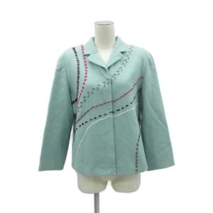 オープンカラージャケット 上着 ミドル丈 9 水色 刺繍 総裏地 /SY26 GY59