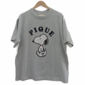 × ピーナッツ PEANUTS ナイトウエア ルームウエア カットソー L グレー 半袖 スヌーピー /HO25