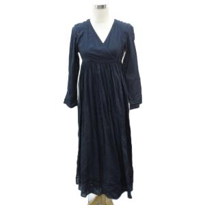 ワンピース ロング丈 マキシ丈 紺 カシュクール ラップデザイン 011181002 /SY70 GY59