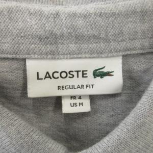 LACOSTE ポロシャツ 長袖 鹿の子 ロゴワッペン M グレー /CK15 ECC001