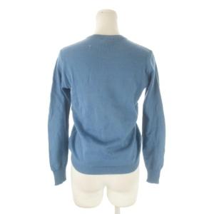 courreges ニット セーター ウール 9 青 ブルー 長袖 ラウンドネック ロゴプリント /CK37 ECC001