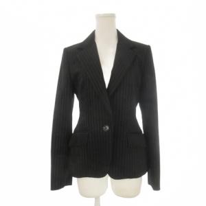 INED セットアップ スーツ 3点セット ジャケット パンツ スカート ストライプ ベロア 9 7 黒 ブラック