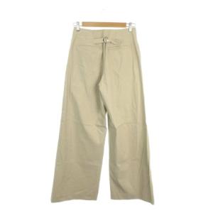 JOSEPH パンツ リネン混 麻 36 ベージュ ボタン付き ワイドシルエット フルレングス /AH27 ECC001