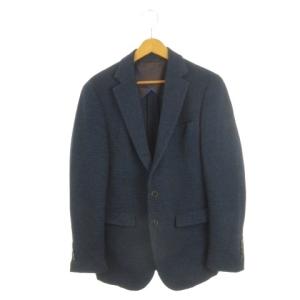 ジャケット 上着 46 紺 ネイビー 織り柄 テーラードカラー 長袖 /AH26 ECC001