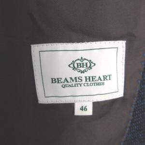 BEAMS HEART ジャケット 上着 46 紺 ネイビー 織り柄 テーラードカラー 長袖 /AH26 ECC001