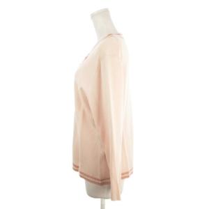 HANAE MORI アンサンブルニット 絹 シルク カーディガン ノースリーブニットソー L ピンク スパンコール 25-54133-10