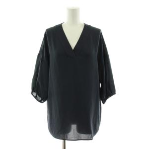 ブラウス カットソー 紺 ネイビー Vネック 七分袖 38 /KU GY60