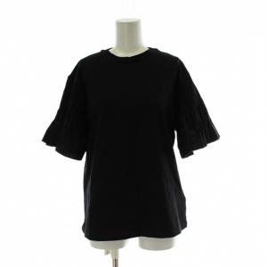 カットソー S 黒 ブラック 半袖 ラウンドネック シャーリングスリーブ トップス Tシャツ /PP GY60