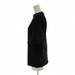 Victoria Beckham カットソー S 黒 ブラック 半袖 ラウンドネック シャーリングスリーブ トップス Tシャツ /PP GY60