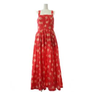 キャミワンピース 11 赤 レッド オレンジ 花柄 スクエアネック 袖なし /GG GY60