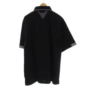 MUNSINGWEAR ポロシャツ L 黒 ブラック 半袖 ロゴ刺繍 袖口チェック柄 /LP GY60