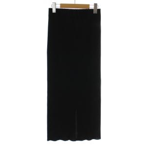 タイトスカート リブ ロング スリット イージー 36 黒 ブラック /XZ GY60