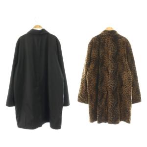 TALBOTS ステンカラーコート リバーシブル レオパード柄 XL ブラック ブラウン /ES ECB001