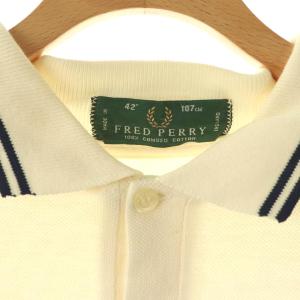 FRED PERRY ポロシャツ 半袖 42 オフホワイト ネイビー /ES ECB001
