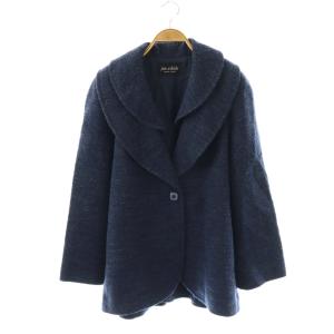 コート ラウンドカラー ビッグカラー L ブルー グレー /HK ECB001