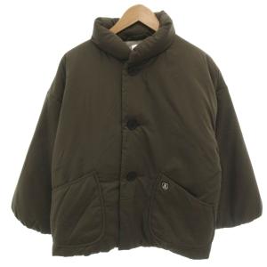 美品 中綿ジャケット 1 カーキ  スタンドカラー ボックスシルエット ボタン留 /HW ECB001