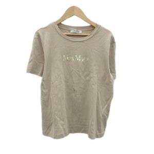 Tシャツ カットソー M ベージュ 半袖 ラウンドネック ロゴ プリント /SM10 ECB001