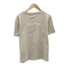 S Max Mara Tシャツ カットソー M ベージュ 半袖 ラウンドネック ロゴ プリント /SM10 ECB001