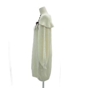 axes femme ニットワンピース F オフホワイト オフショルダー レースアップ ミモレ丈 /HO54 ECB001