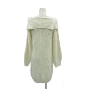 axes femme ニットワンピース F オフホワイト オフショルダー レースアップ ミモレ丈 /HO54 ECB001