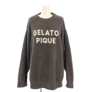 ルームウェア ニット 長袖 クルーネック ロゴ ストレッチ F グレー /BB ECB001
