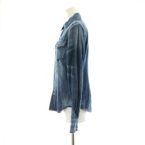 RALPH LAUREN デニム ウエスタンシャツ 4 インディゴ 長袖 USED加工 /KU ECB001