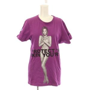 Tシャツ カットソー S 紫 パープル フォトプリント クルーネック 半袖 /LP ECC001
