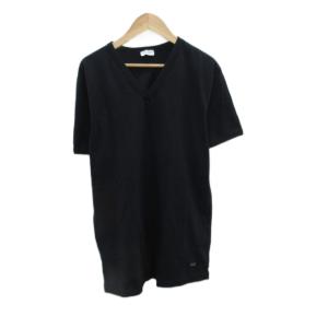 Tシャツ カットソー M 黒 ブラック 無地 Vネック 半袖 /HO3 ECD001