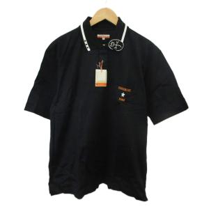 Tシャツ カットソー 5 黒 ブラック 半袖 襟付き ロゴ刺繍 /KK ECD001