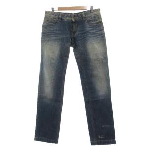 デニムパンツ ジーンズ ダメージ加工 ストレート 32 青 インディゴブルー /SX ECD001