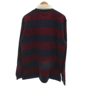 POLO RALPH LAUREN タグ付き ラガーシャツ L 赤 レッド 紺 ネイビー ボーダー柄 ポロ襟 ロゴ刺繍 /HW ECD001