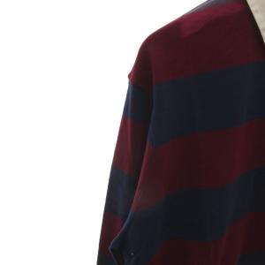 POLO RALPH LAUREN タグ付き ラガーシャツ L 赤 レッド 紺 ネイビー ボーダー柄 ポロ襟 ロゴ刺繍 /HW ECD001